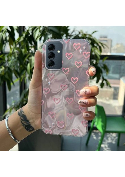 Samsung Galaxy A26 Uyumlu Zebana Pembe Kalp Desenli Silikon Kılıf modelleri