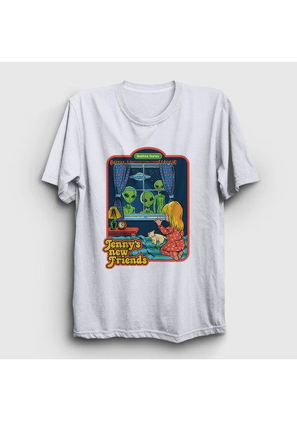 Unisex Beyaz Jenny's New Friends T-Shirt