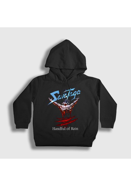 Unisex Çocuk Siyah Handful Of Rain Savatage Kapüşonlu Sweatshirt