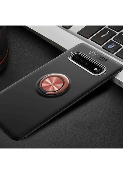 Samsung Galaxy S10 Plus Kılıf Siyah-Gold Draco Yüzüklü Silikon Orijinal Esnek Ince Geliştirilmiş Dayanıklı Darbe Karşıtı Koruyucu Yeni Nesil Tasarım (Samsung Galaxy S10 Plus, Siyah-Gold)