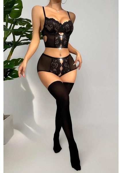 Özel Bölgesi Açık Siyah Dantelli Büstiyer Takım fiyatları
