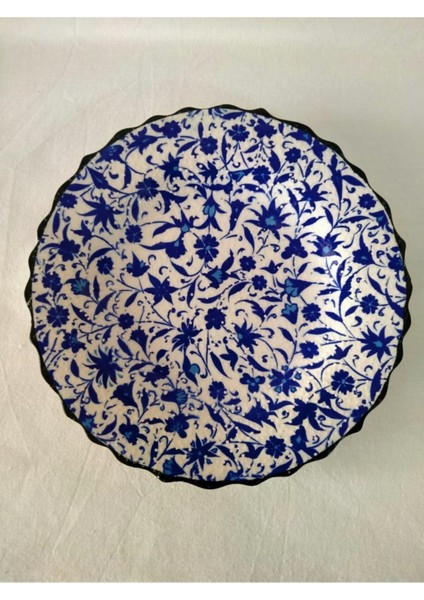 Elite 30 cm Çini El Emeği Desenli 30 cm Özel El Işi Teship Sanatı Duvar Tabağı 1 Adet