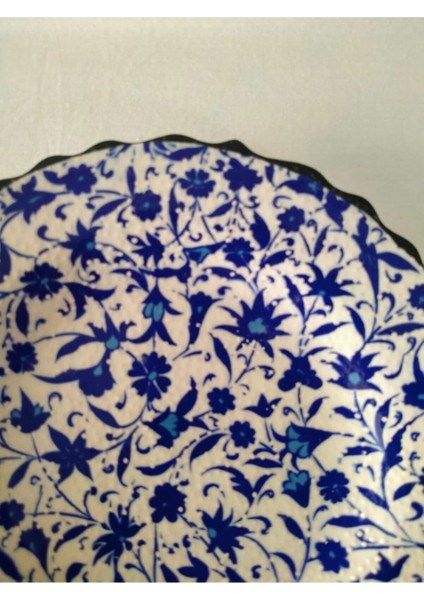 Elite 30 cm Çini El Emeği Desenli 30 cm Özel El Işi Teship Sanatı Duvar Tabağı 1 Adet