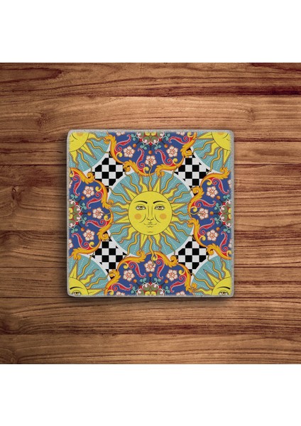 Elite Italyan Tile Desenli Doğal Taş Traverten Bardak Altlığı 4 Lü Set 1 Adet modelleri