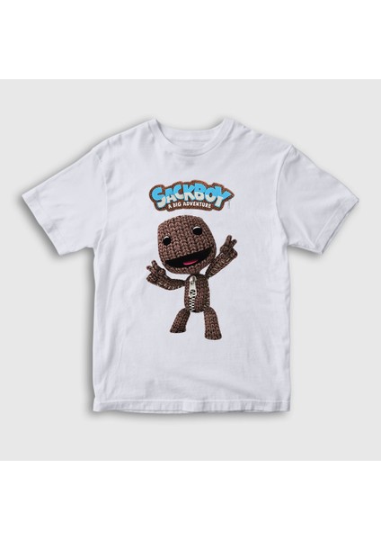 Unisex Çocuk Beyaz Sign Sackboy A Big Adventure T-Shirt