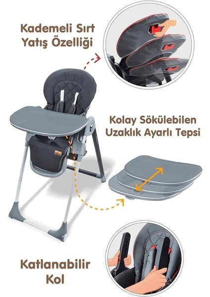 Elite Asansörlü Mama Sandalyesi Ekstra Mama Tablalı Tekerlekli Katlanır 1 Adet fiyatları