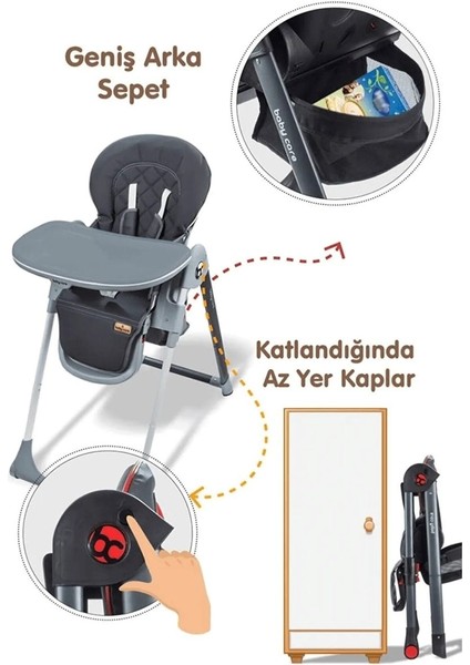 Elite Asansörlü Mama Sandalyesi Ekstra Mama Tablalı Tekerlekli Katlanır 1 Adet modelleri