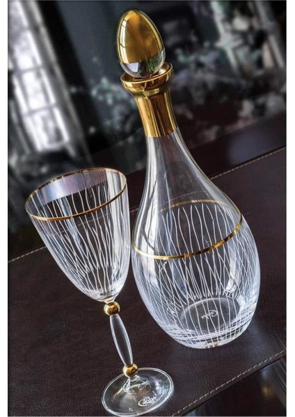 Elite Venüs Butik Altın 61 Parça 12 Kişilik Kristal Lüx Sofra Bardak Su Takımı 1 Adet