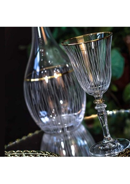 Elite Venüs Butik Altın 61 Parça 12 Kişilik Kristal Lüx Sofra Bardak Su Takımı 1 Adet