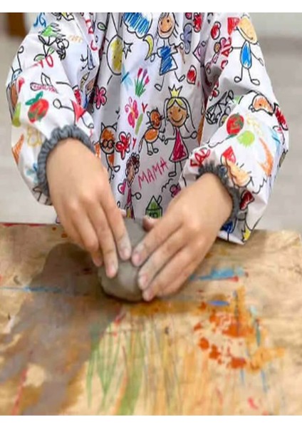 2-4 Yaş, Family, Sıvı Geçirmez, Cepli, Makinede Yıkanabilir, Cırtlı, Uzun Kollu Bebek Mama Önlüğü 1 Adet modelleri