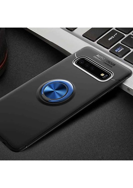 Samsung Galaxy S10 Plus Kılıf Siyah-Mavi Draco Yüzüklü Silikon Orijinal Esnek Ince Geliştirilmiş Dayanıklı Darbe Karşıtı Koruyucu Yeni Nesil Tasarım (Samsung Galaxy S10 Plus, Siyah-Mavi)