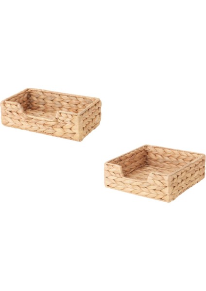 Elite Cissan Peçetelik 2'li Set Hasır 22X13 cm ve 18X18 cm Su Sümbülü Dekoratif Düzenleyici Yankito 1 Adet
