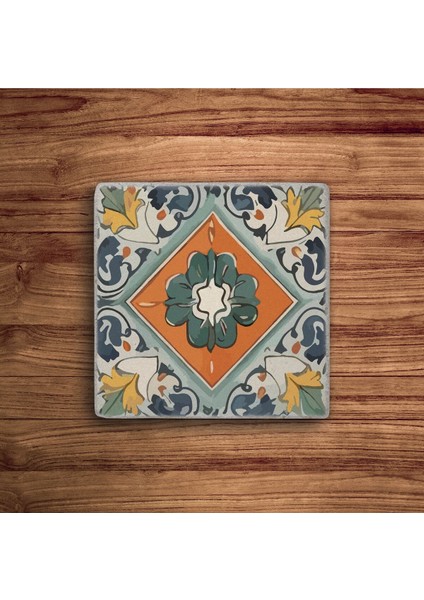 Elite Yeşil Tile Desen Temalı Doğal Taş Traverten Bardak Altlığı 4 Lü Set 1 Adet modelleri