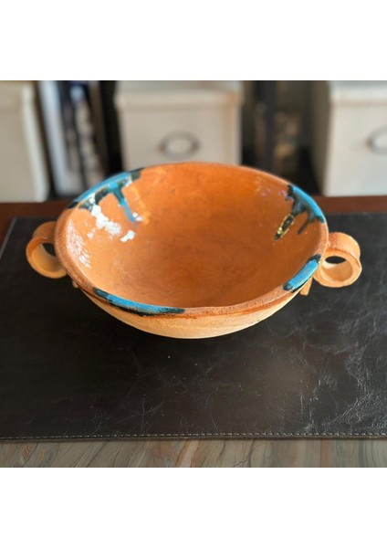 Elite El Yapımı Stoneware Çift Kulplu Dekoratif Kase - Anneler Günü Hediyesi 1 Adet