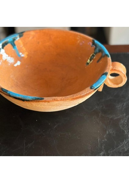 Elite El Yapımı Stoneware Çift Kulplu Dekoratif Kase - Anneler Günü Hediyesi 1 Adet