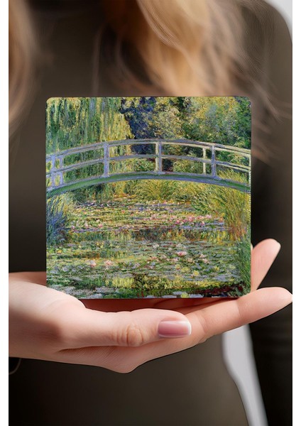 Claude Monet Sonbahar, Bahçedeki Kadın, Gelincikler, Nilüfer Gölü Taş Bardak Altlığı 4'lü Set