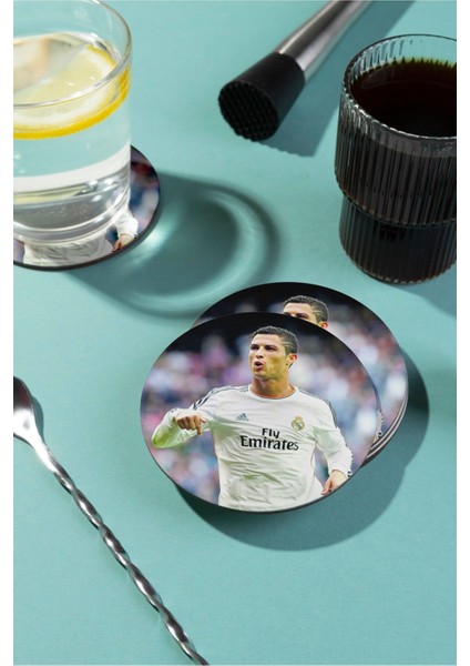 Cr7 Hala Madrid Baskılı Ahşap Bardak Altlığı