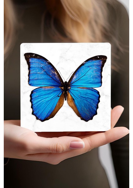 Kelebek, Soyut Sanat Taş Bardak Altlığı Masaüstü Koruyucu Altlık 4 Parça Set 10X10CM Stone Coasters fırsatları