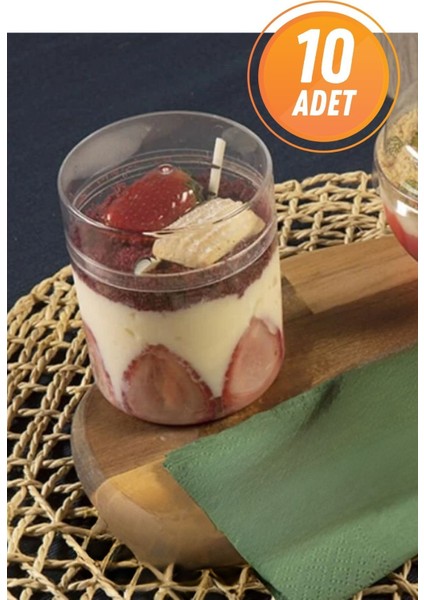 Elite Kristal Silindir Kapaklı Mika Kavanoz Kase Sunum Kasesi Magnolya Kabı 300CC 10 Adet 1 Adet