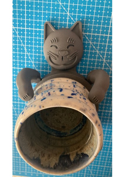 Elite 3D Kedi Bardak Altlığı Gri Cup Cuddler (Sevimli Dekoratif Altlık) 1 Adet