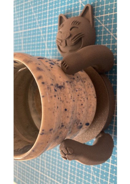 Elite 3D Kedi Bardak Altlığı Gri Cup Cuddler (Sevimli Dekoratif Altlık) 1 Adet