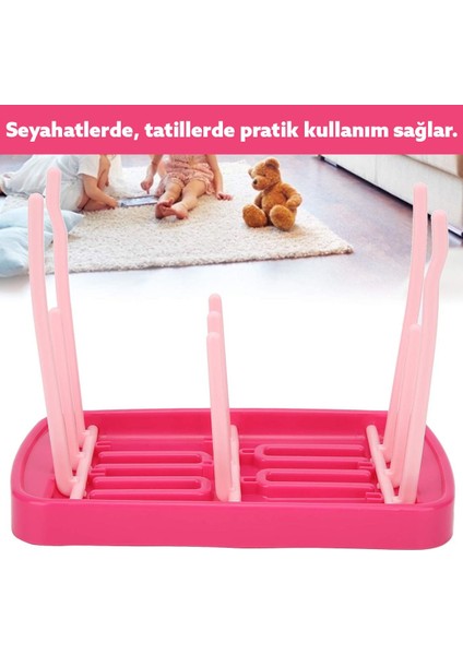 Elite Biberon Emzik Kurutmalık Pembe Çocuk Mama Biberon Temizlik Yıkama Kurutma Çubukları Bebek Ürünleri 1 Adet