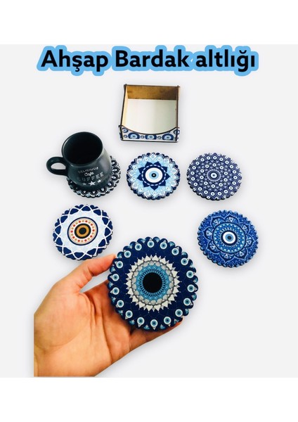Elite 6 Lı Bardak Altlığı Nazar Boncuklu Model 1 Adet
