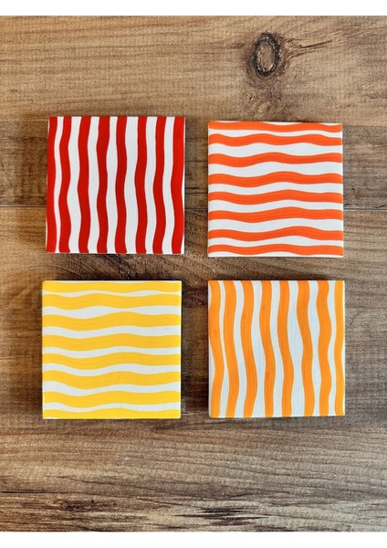 Elite El Yapımı Taş Bardak Altlığı 4’lü Set Renkli Bardak Altı - Stone Coasters 1 Adet