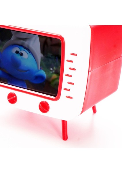 Elite Retro Tv Görünümlü Peçete Kutusu, Telefon Tutucu (Kırmızı) 1 Adet