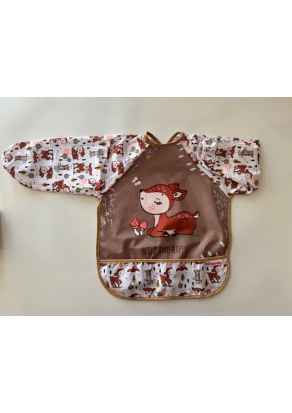 Elite Bebechi Mama Önlüğü Kollu ve Ceplidir Sıvı Geçirmez Ceylan Desenli 1 Adet