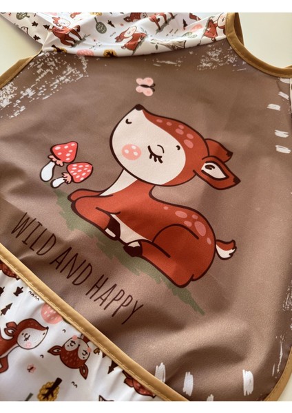 Elite Bebechi Mama Önlüğü Kollu ve Ceplidir Sıvı Geçirmez Ceylan Desenli 1 Adet