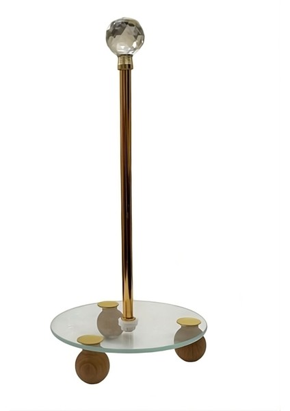 Elite Gold Dekoratif Ahşap Top Ayaklı Kristal Taşlı Cam Kağıt Havluluk 1 Adet fiyatları