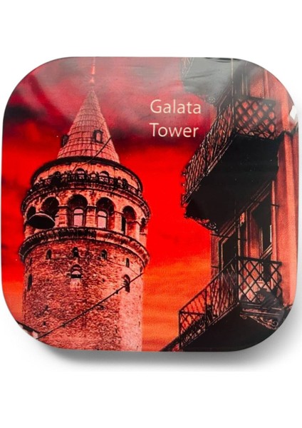 Elite Bardak Altlığı Üç (3) Adet Coaster, Istanbul Temalı Galata Kulesi Temalı Bardak Altı Seti, Coasters 1 Adet