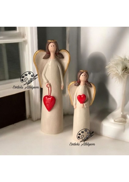 Elite 2’li Bej Rengi Melek Biblo /dekorasyon (15 Cm/11 Cm) 1 Adet