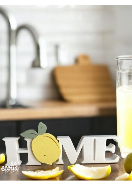 Elite Dekoratif Home Yazılı Limon Detaylı Masa ve Raf Süsü – 15 cm Modern Ev ve Mutfak Dekoru 1 Adet indirimleri