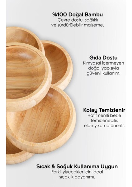Elite Bambu Ahşap Sosluk ve Çerezlik – 10 cm 1 Adet