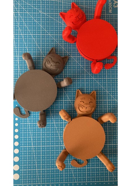 Elite 3D Kedi Bardak Altlığı Kahverengi Cup Cuddler (Sevimli Dekoratif Altlık) 1 Adet