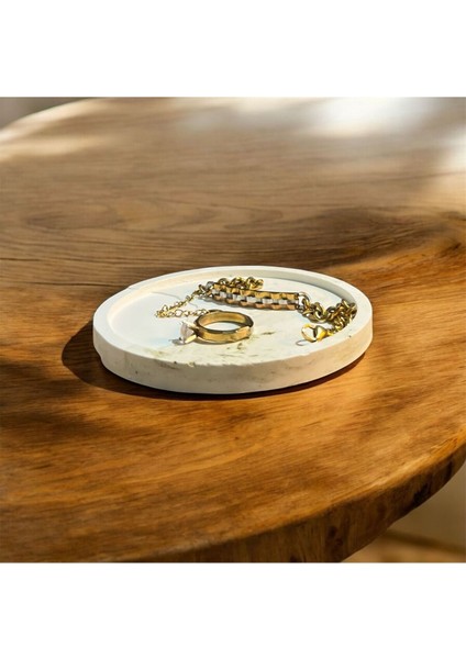 Elite Dekoratif Oval Beton Tabak Takı Tabağı Mum Tabağı Organizer 1 Adet
