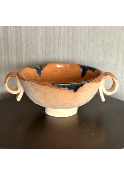 Elite El Yapımı Stoneware Dekoratif Kase - Rustik Detaylı -Anneler Günü Hediyesi 1 Adet