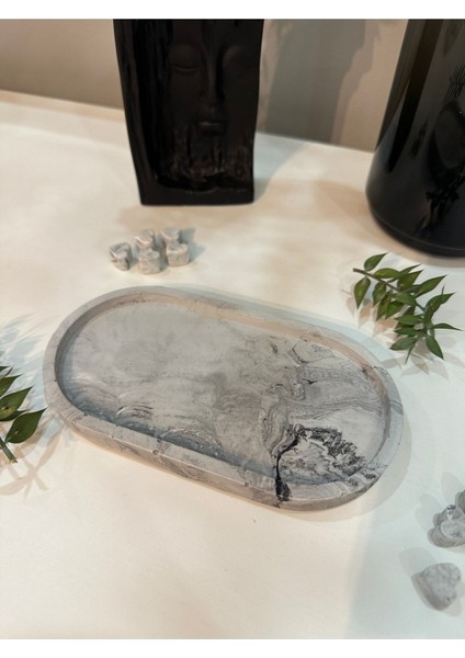 Elite Oval Tabak,mermer Desenli Dekoratif Sunumluk 1 Adet