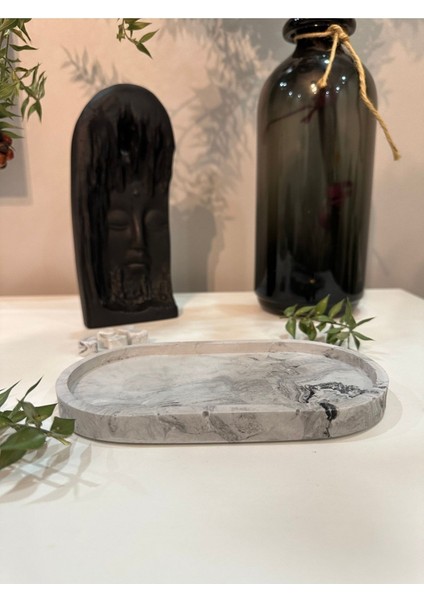 Elite Oval Tabak,mermer Desenli Dekoratif Sunumluk 1 Adet modelleri