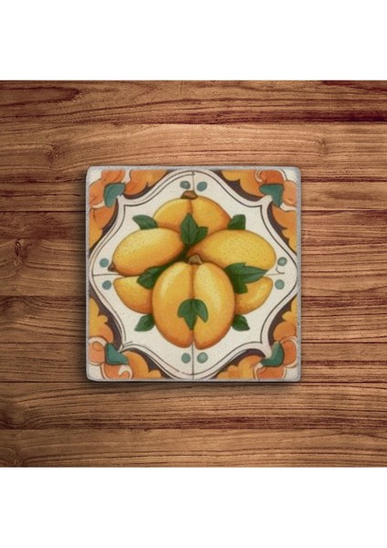 Elite Renkli Çini Mexican Talavera Desen Doğal Taş Traverten Bardak Altlığı 4 Lü Set 1 Adet modelleri