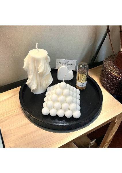 Elite Dekoratif 22CM Yuvarlak Mum, Saksı , Takı Tabağı, Mumluk Organizer Tabak Tepsi 1 Adet