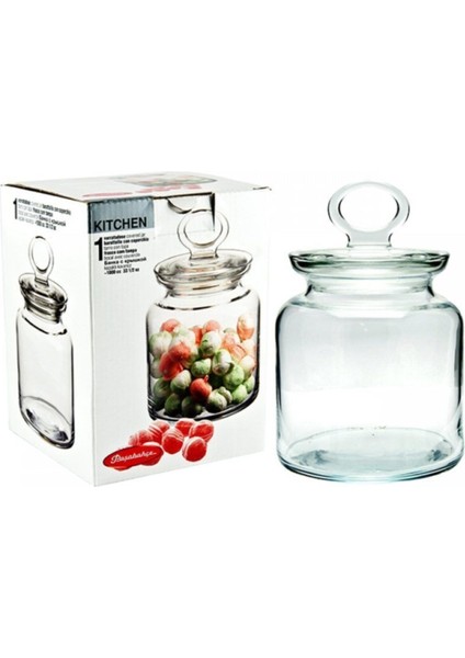 Elite 2 Adet Kitchen Plastik Contalı Cam Kavanoz 98671 1 Adet