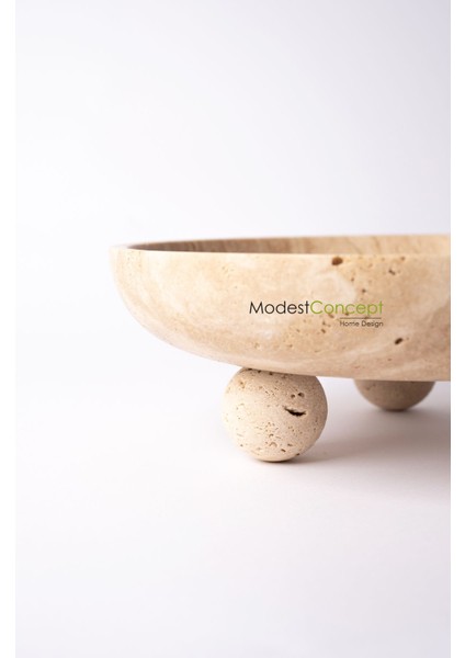 Elite Ivory Traverten Kase, Traverten Dekoratif Kase, Traverten Tabak 26CM Top Ayaklı 1 Adet