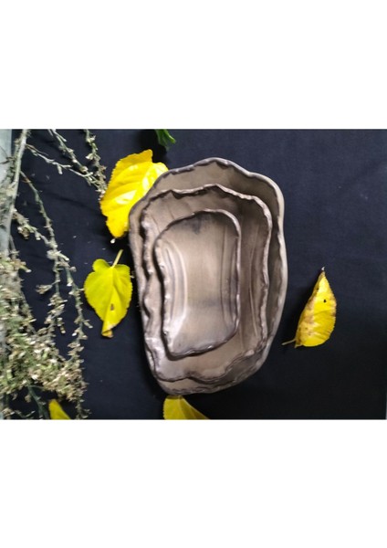 Elite Elyapımı Taşdesen Üçlü Sunum Tabağı Stonwer 1 Adet