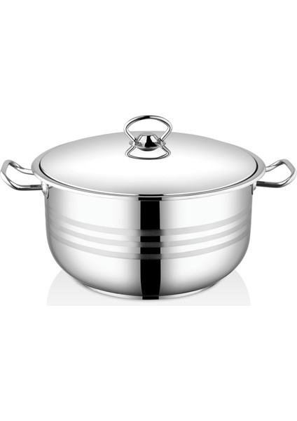 40x24 cm Flanşlı Kulp Çelik Kapaklı Çelik Derin Tencere-33.5 Litre