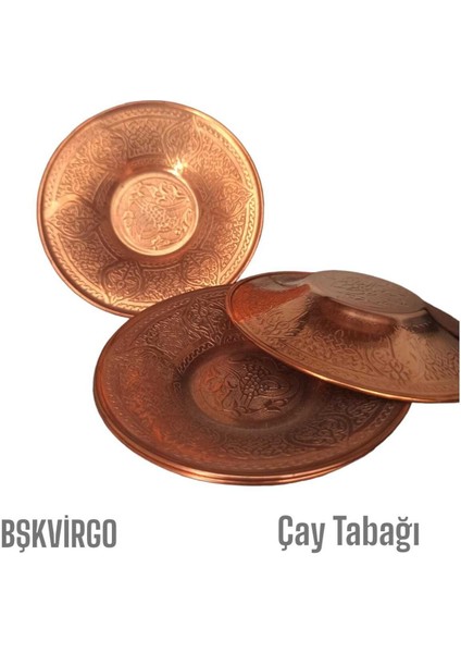 Elite Çay Tabagı 6 Lı Bakır Nakış Işlemeli 1 Adet