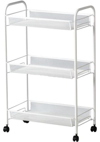 Elite Hornavan Tekerlekli Servis Arabası - Sehpası - Metal / Beyaz - 26 x 48 x 77 cm 1 Adet
