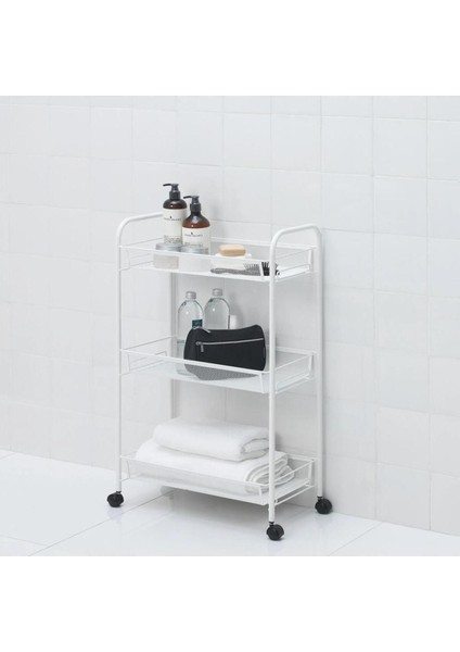 Elite Hornavan Tekerlekli Servis Arabası - Sehpası - Metal / Beyaz - 26 x 48 x 77 cm 1 Adet modelleri